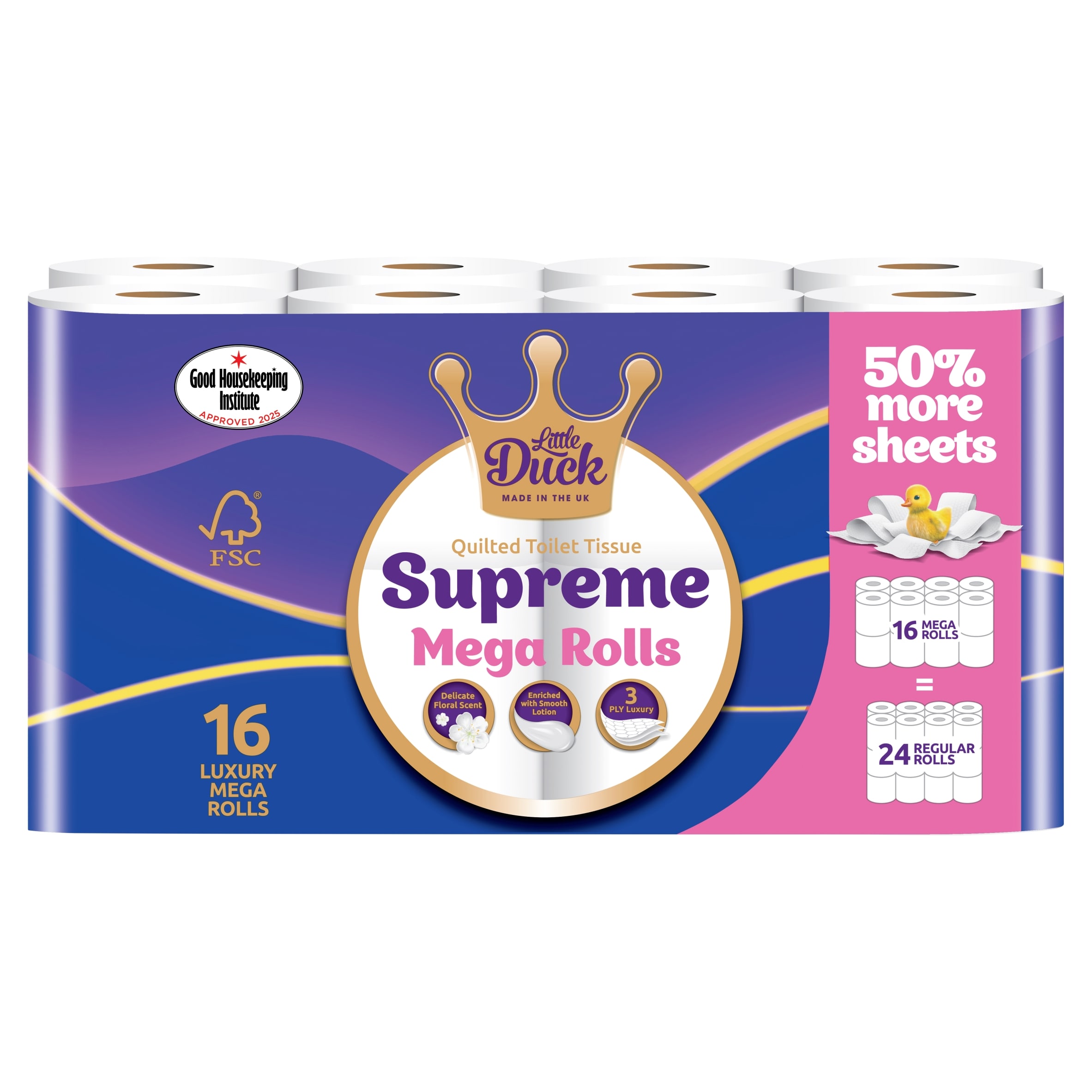 Little Duck Supreme Quilted Toilet Tissue 16 Mega Rolls